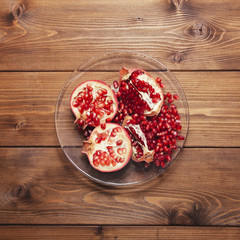 Pomegranate on a plate