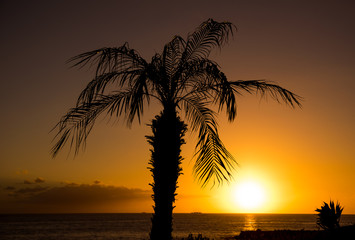 Beautiful sunset  on Tenerife, Canary Islands, Spain