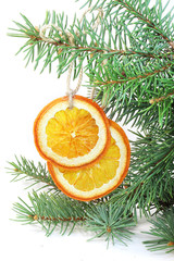 Fototapeta na wymiar white background for Christmas card with orange