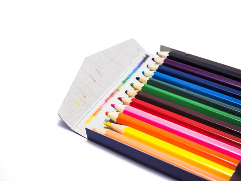 pencils all color isolated on the white background