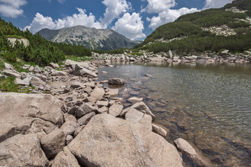 Rocky peaks and Upper Muratovo lake and Todorka peak, Pirin Mountain, Bulgaria