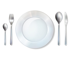 Plate And Cutlery Realistic Set Image