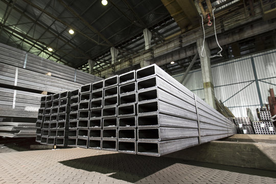 Stainless Steel Bars And Pipes Deposited In Stacks