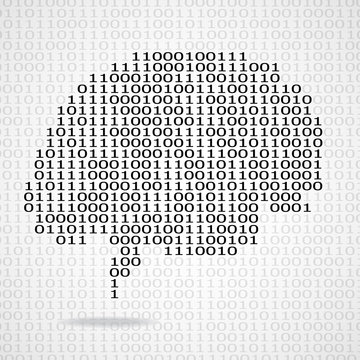 Abstract brain with binary computer code. Vector