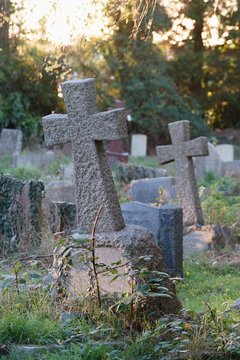 Graves on the cemetery.