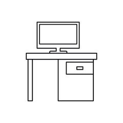 pictogram computer desk office drawers icon vector illustration eps 10
