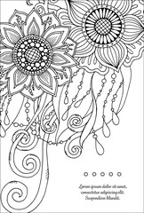 Template for vintage card with detailed hand drawn flowers.
