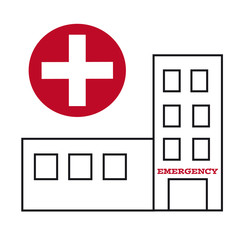  Symbol of hospital buildings with cross