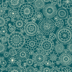 Seamless Asian Ethnic Floral Retro Doodle Background Pattern In Vector Islam Arabic Indian