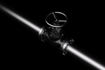 Gas Pipe with Valve 3d illustration