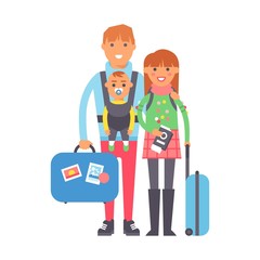 Travel couple vector illustration.