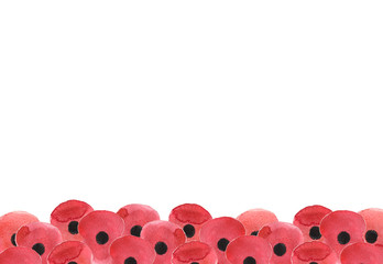 Watercolor poppy flower, Remembrance Day white background