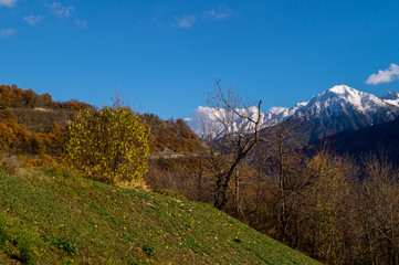 mountain landscape with snow and cloud