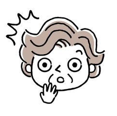 シニア女性、顔、表情：驚く、びっくりする
