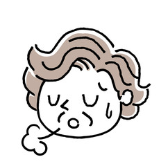 シニア女性、顔、表情：落ち込む、ため息
