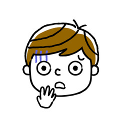 男の子、顔、表情：絶望、恐ろしい
