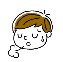 男の子、顔、表情：落ち込む、ため息
