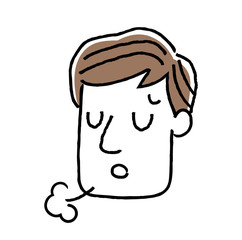 男性、顔、表情：落ち込む、ため息
