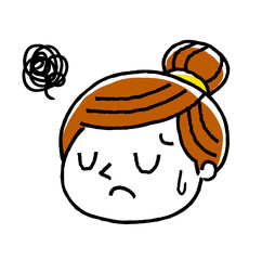 女性、顔、表情：困る、悩む
