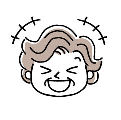 シニア女性、顔、表情：笑う
