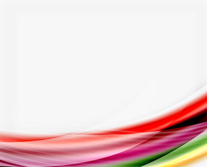 Smooth colorful line on white. Wave abstract background
