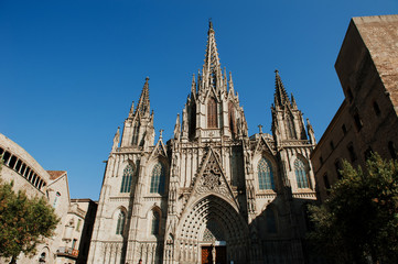 Fototapeta na wymiar Barcelona, Spain - Cathedral of the Holy Cross and Saint Eulalia