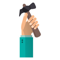 hand holding hammer tool construction vector illustration eps 10