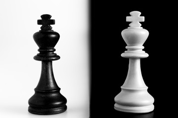 Scacchi fotografati su una scacchiera