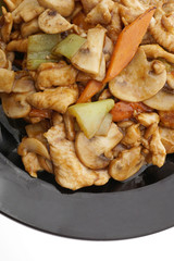 Chinese dish. Chicken with mushrooms and vegetables