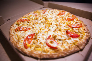 Italian pizza in the in delivery box 