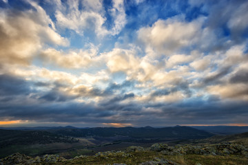 Fototapeta premium landscape at sunset/sunrise - Dobrogea, Romania
