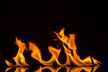 Fire flame on black background