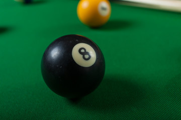 Snooker ball on billiard table