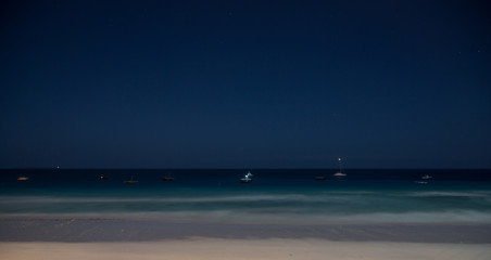 White sand beach at night in Zanzibar, Tanzania