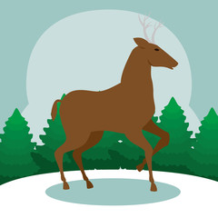 reindeer animal christmas icon vector illustration design