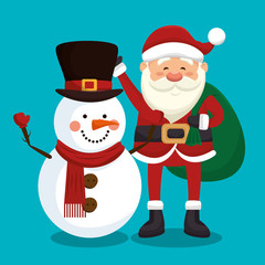 happy merry christmas santa claus character vector illustration design