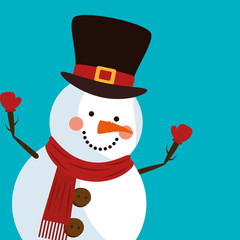 happy merry christmas snowman character vector illustration design