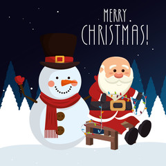 happy merry christmas santa claus character vector illustration design
