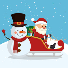 happy merry christmas santa claus character vector illustration design