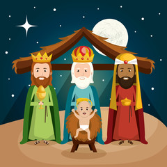 happy merry christmas manger character vector illustration design