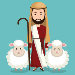 happy merry christmas manger character vector illustration design