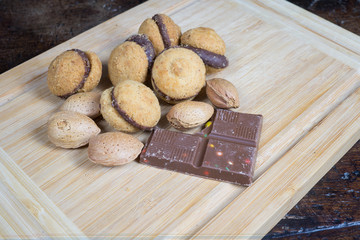 Baci di Dama - kiss of dame, italian biscuits, Italian pastries, made with chocolate and almond