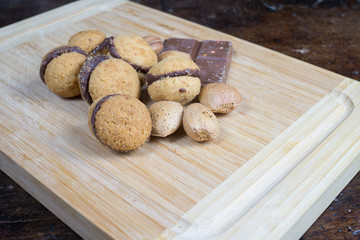 Baci di Dama - kiss of dame, italian biscuits, Italian pastries, made with chocolate and almond