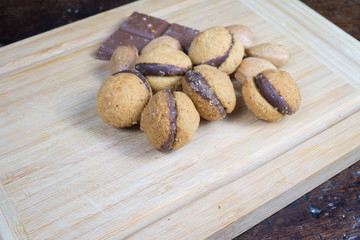 Baci di Dama - kiss of dame, italian biscuits, Italian pastries, made with chocolate and almond