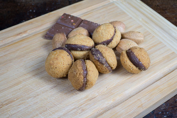 Baci di Dama - kiss of dame, italian biscuits, Italian pastries, made with chocolate and almond