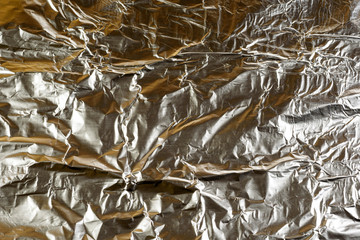 Crumpled Aluminum Tin Foil Surface Background