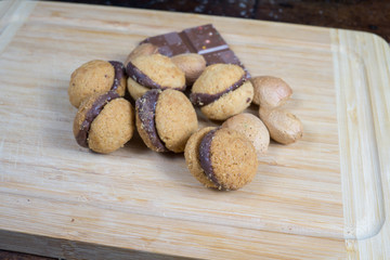 Baci di Dama - kiss of dame, italian biscuits, Italian pastries, made with chocolate and almond
