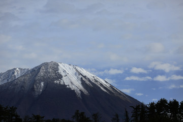 Mountain with the snow / Mt. Daisen is a volcanic mountain located in Tottori Prefecture, Sanin Region of Japan.