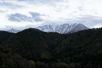 Mountain with the snow / Mt. Daisen is a volcanic mountain located in Tottori Prefecture, Sanin Region of Japan.