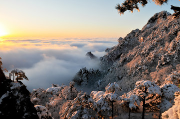 황산의 아침 풍경